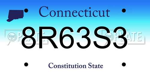 8R63S3 Connecticut License Plate