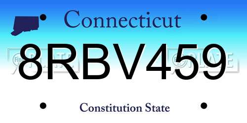 8RBV459 Connecticut License Plate