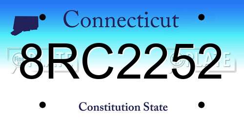 8RC2252 Connecticut License Plate