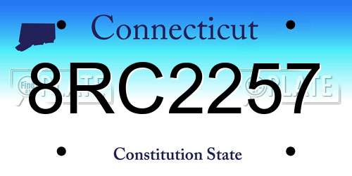 8RC2257 Connecticut License Plate