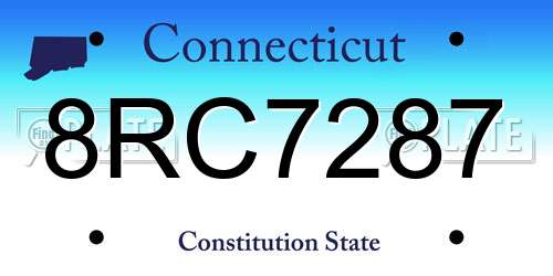 8RC7287 Connecticut License Plate