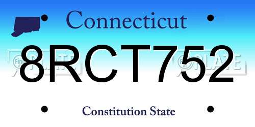 8RCT752 Connecticut License Plate