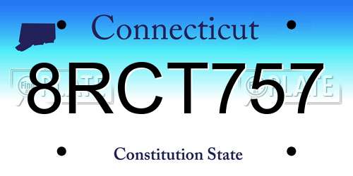 8RCT757 Connecticut License Plate