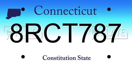 8RCT787 Connecticut License Plate