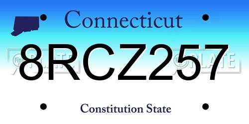8RCZ257 Connecticut License Plate