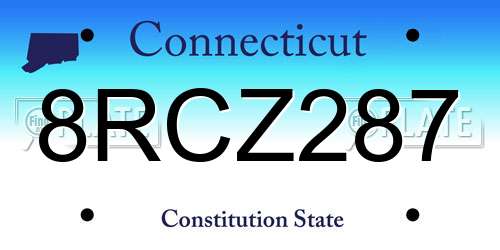 8RCZ287 Connecticut License Plate