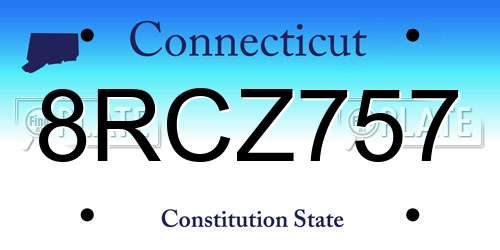 8RCZ757 Connecticut License Plate