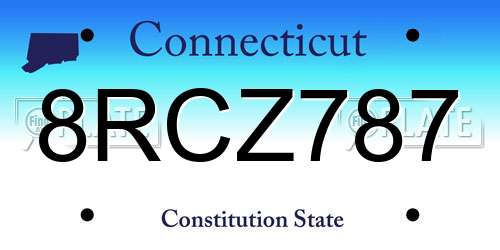 8RCZ787 Connecticut License Plate