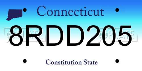 8RDD205 Connecticut License Plate