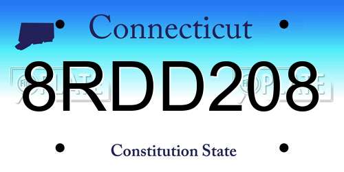 8RDD208 Connecticut License Plate