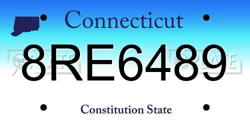 8RE6489 Connecticut License Plate