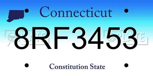 8RF3453 Connecticut License Plate