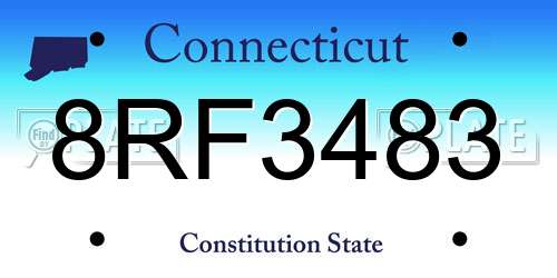 8RF3483 Connecticut License Plate