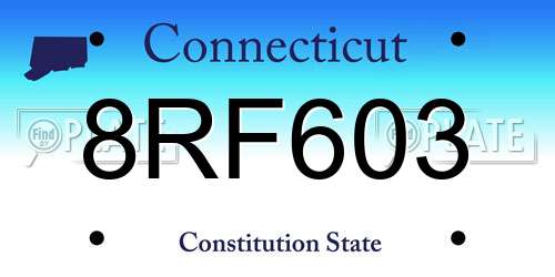 8RF603 Connecticut License Plate