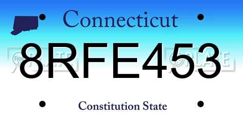 8RFE453 Connecticut License Plate