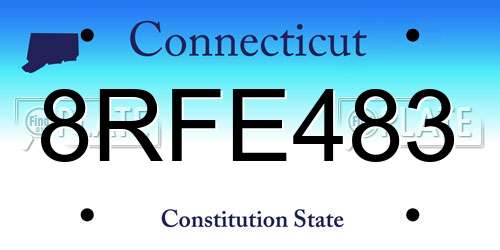 8RFE483 Connecticut License Plate
