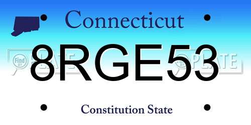 8RGE53 Connecticut License Plate