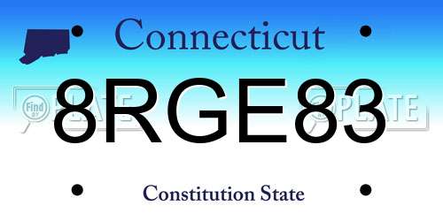 8RGE83 Connecticut License Plate