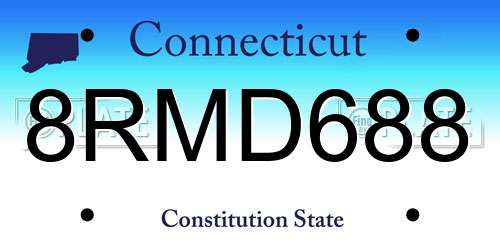 8RMD688 Connecticut License Plate