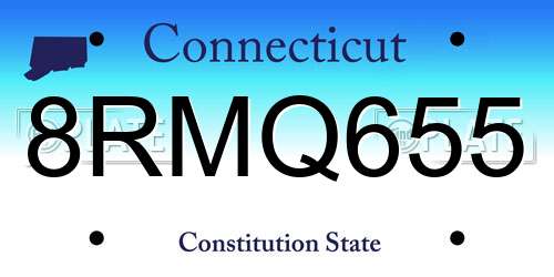 8RMQ655 Connecticut License Plate