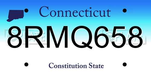 8RMQ658 Connecticut License Plate