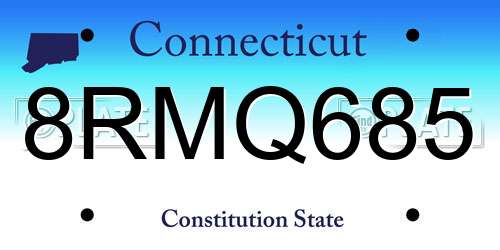 8RMQ685 Connecticut License Plate