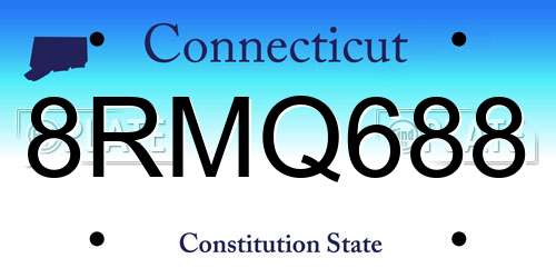 8RMQ688 Connecticut License Plate