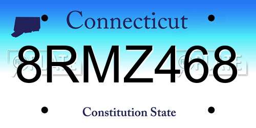 8RMZ468 Connecticut License Plate