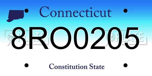 8RO0205 Connecticut License Plate