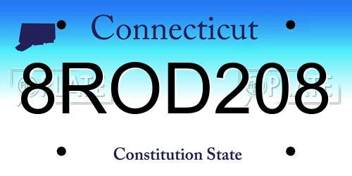 8ROD208 Connecticut License Plate