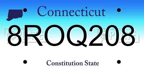8ROQ208 Connecticut License Plate