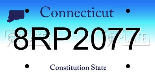 8RP2077 Connecticut License Plate