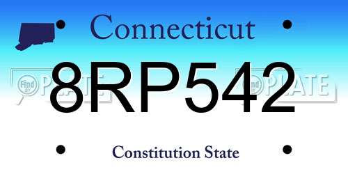 8RP542 Connecticut License Plate