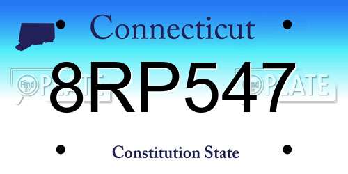 8RP547 Connecticut License Plate