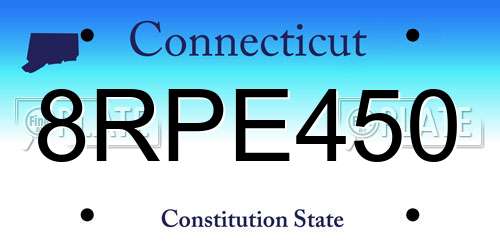 8RPE450 Connecticut License Plate