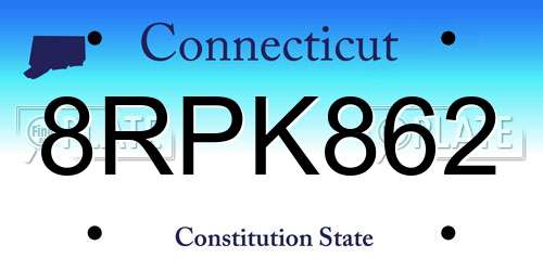 8RPK862 Connecticut License Plate