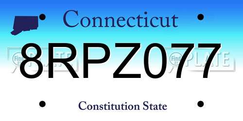 8RPZ077 Connecticut License Plate