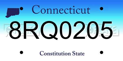 8RQ0205 Connecticut License Plate