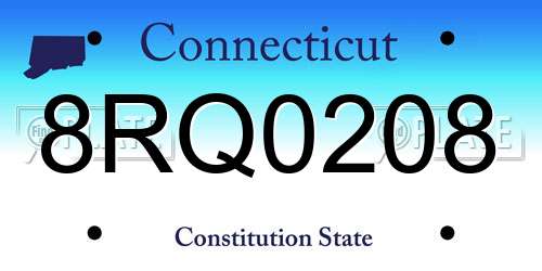 8RQ0208 Connecticut License Plate