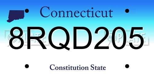 8RQD205 Connecticut License Plate
