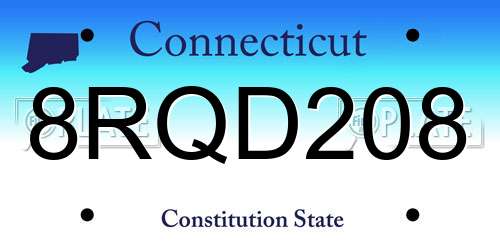 8RQD208 Connecticut License Plate