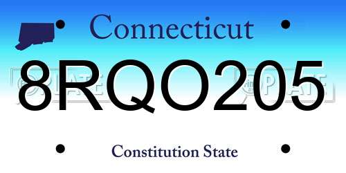 8RQO205 Connecticut License Plate