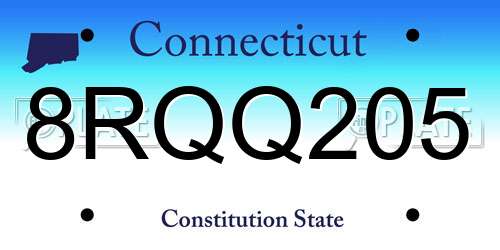 8RQQ205 Connecticut License Plate