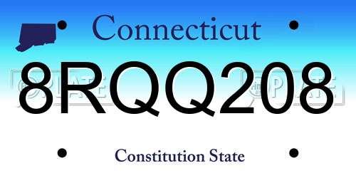 8RQQ208 Connecticut License Plate