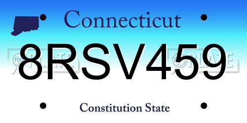 8RSV459 Connecticut License Plate