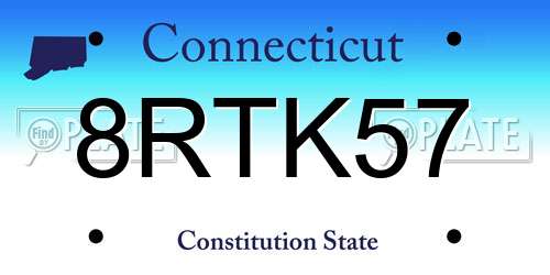 8RTK57 Connecticut License Plate