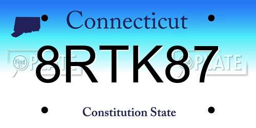 8RTK87 Connecticut License Plate