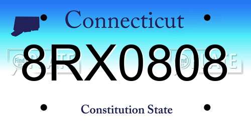 8RX0808 Connecticut License Plate