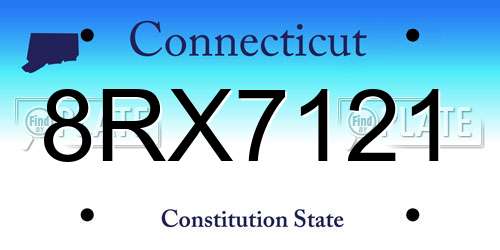 8RX7121 Connecticut License Plate
