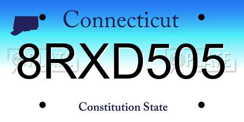 8RXD505 Connecticut License Plate